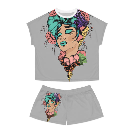 Artistic Women's Pajama Set - Short Sleeve Top and Shorts